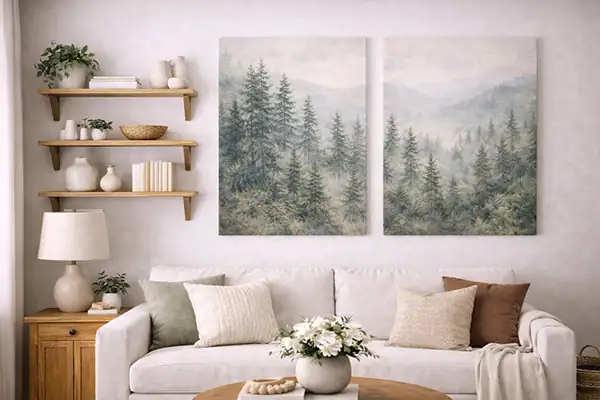 Shelf and Canvas Hybrid Wall