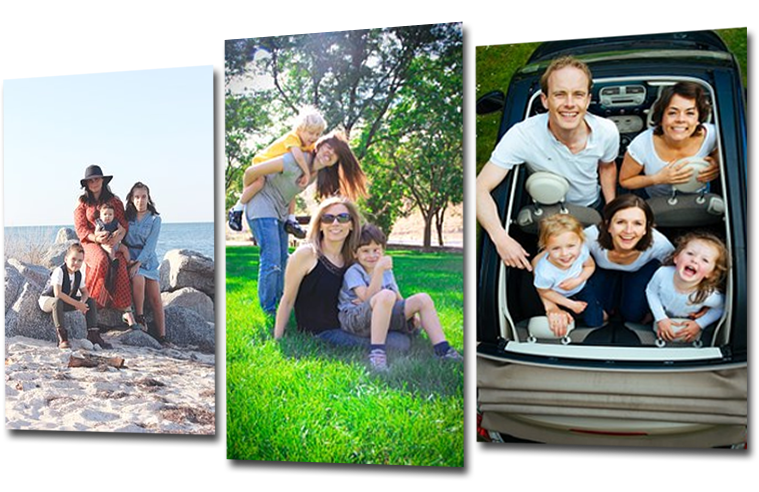 Family on a multi panel canvas