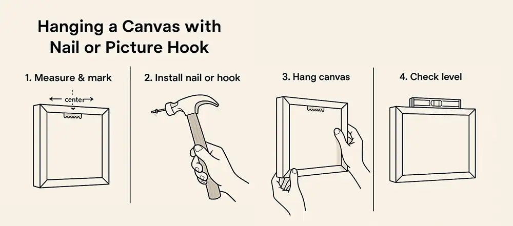 hanging a canvas with nail or picture hook
