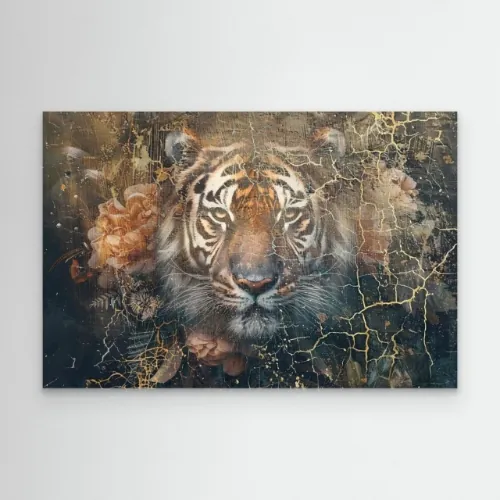 Tiger Animal Vintage Art Illustration Wallart 02 by Rafal Kulik