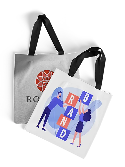 logo on canvas tote bag